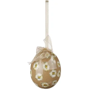 Osterdeko^DecoWoerner Ostereier-Set, 5 Cm & Braun Mit Blumenmuster & Schleife 8tlg. Beige