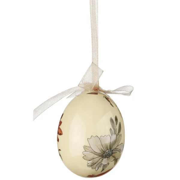 Osterdeko^DecoWoerner Ostereier-Set, 5 Cm & Braun Mit Blumenmuster & Schleife 8tlg. Beige