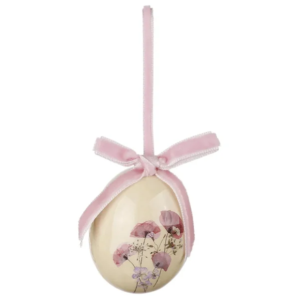 Osterdeko^DecoWoerner Ostereier-Set Zum Aufhängen Aus Schaumstoff, Mit Blumenmuster Und Schleife 8tlg. weiß