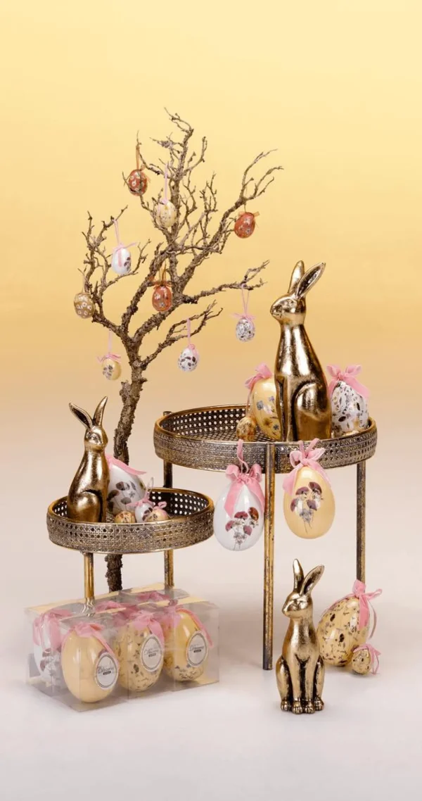 Osterdeko^DecoWoerner Ostereier-Set Zum Aufhängen Aus Schaumstoff, Mit Blumenmuster Und Schleife 8tlg. weiß