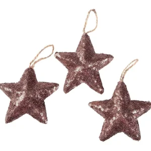 Weihnachtssterne^DecoWoerner Pailletten-Deko-Sterne 10 Cm Ø, 3 Stück, braun