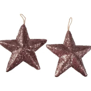 Weihnachtssterne^DecoWoerner Pailletten-Deko-Sterne 22 Cm Ø, 2 Stück, braun