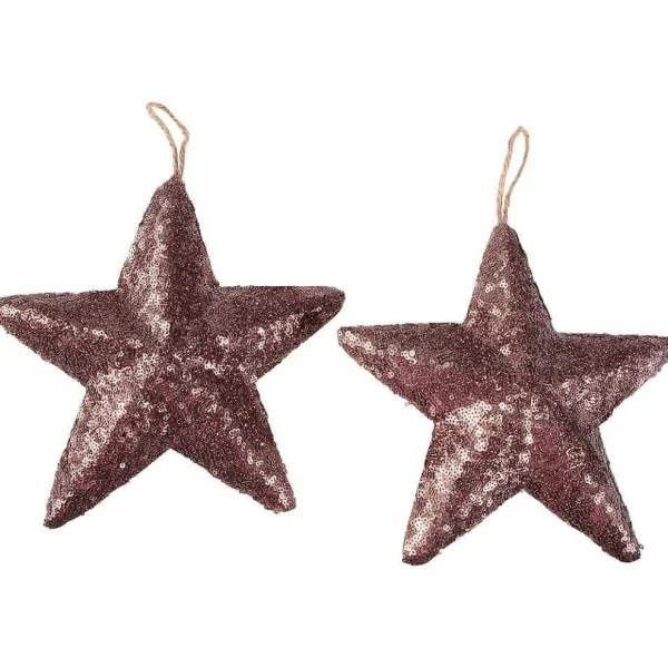 Weihnachtssterne^DecoWoerner Pailletten-Deko-Sterne 22 Cm Ø, 2 Stück, braun