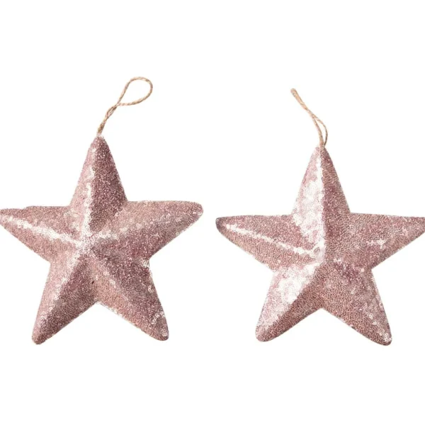 Weihnachtssterne^DecoWoerner Pailletten-Stern 22 Cm Ø, 2 Stück, Rosè rosa
