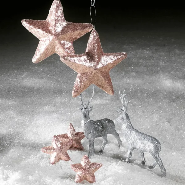 Weihnachtssterne^DecoWoerner Pailletten-Stern 22 Cm Ø, 2 Stück, Rosè rosa