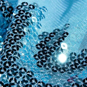 Stoffe^DecoWoerner Paillettenstoff , 145 Cm Breit blau