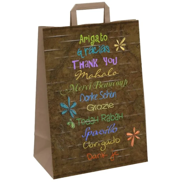Geschenk- & Tragetaschen^DecoWoerner Papier Tragetasche Danke 35 X 26 X 12 Cm braun