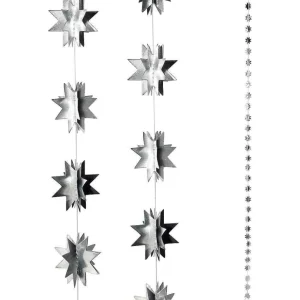 Weihnachtssterne^DecoWoerner Papier-Sternenketten, Pack á 3 Stück silber