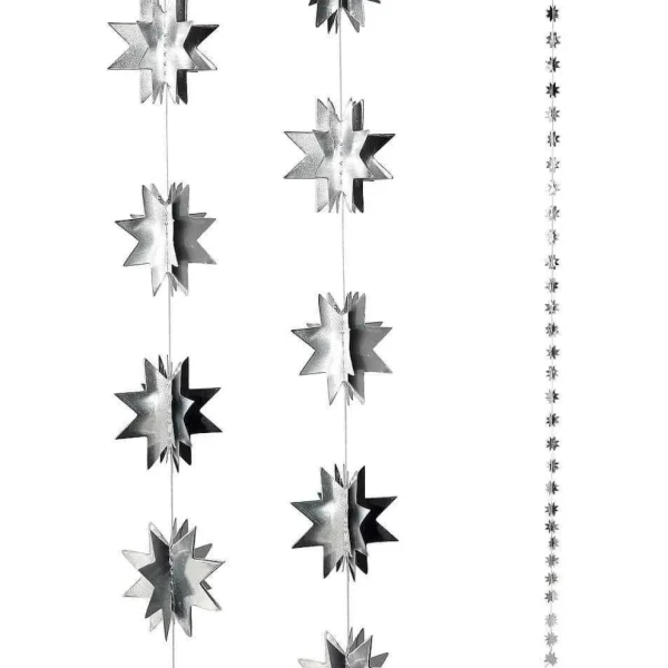 Weihnachtssterne^DecoWoerner Papier-Sternenketten, Pack á 3 Stück silber