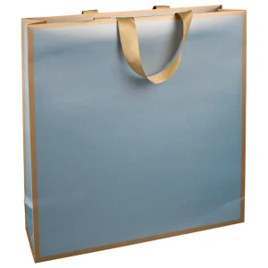 Geschenk- & Tragetaschen^DecoWoerner Papiertasche "Metallic" 37 X 42 X 13 Cm Hellblau & Gold 10 Stück weiß