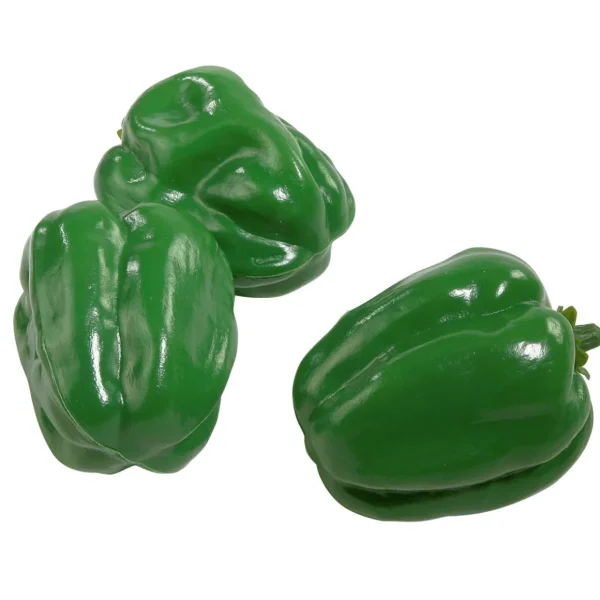 Gemüse & Kräuter^DecoWoerner Paprika Lebensmittel-Attrappe, Pack à 3 Stück grün