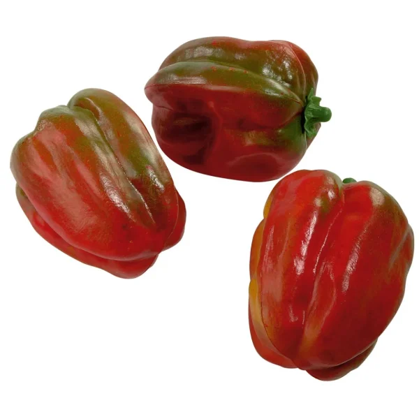 Gemüse & Kräuter^DecoWoerner Paprika Lebensmittel-Attrappe, Pack à 3 Stück rot