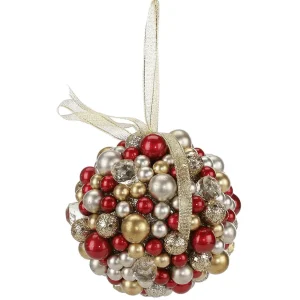 Weihnachtsfiguren^DecoWoerner Perlenkugel Christbaumkugel 11 Cm Ø rot