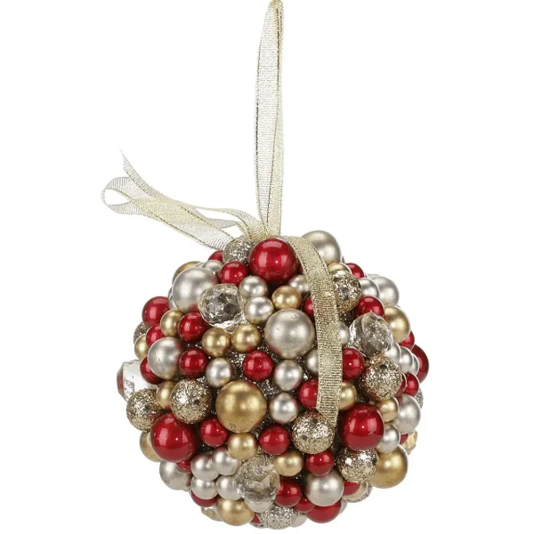 Weihnachtsfiguren^DecoWoerner Perlenkugel Christbaumkugel 11 Cm Ø rot
