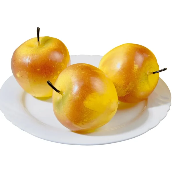Obst & Früchte^DecoWoerner Äpfel Lebensmittel-Attrappen, Pack à 3 Stück gelb