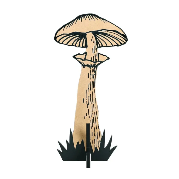 Herbstdeko^DecoWoerner Pilz Aufsteller Natur / Schwarz 20 X 39 Cm