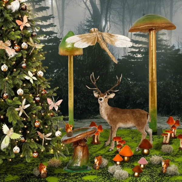 Warenpräsentation | Herbstdeko^DecoWoerner Pilz Hocker Fiberglas-Skulptur 54 Cm Grüngold mehrfarbig