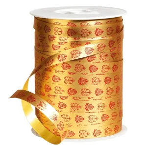 Geschenkband^DecoWoerner Polyband "Blattornament", 10 Mm, gold