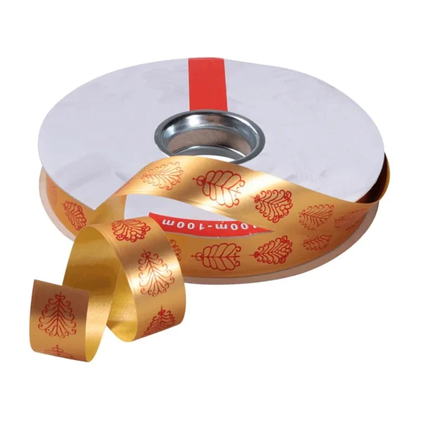 Geschenkband^DecoWoerner Polyband "Blattornament", 19 Mm, gold