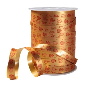 Geschenkband^DecoWoerner Polyband "Blattornament", 10 Mm, gold