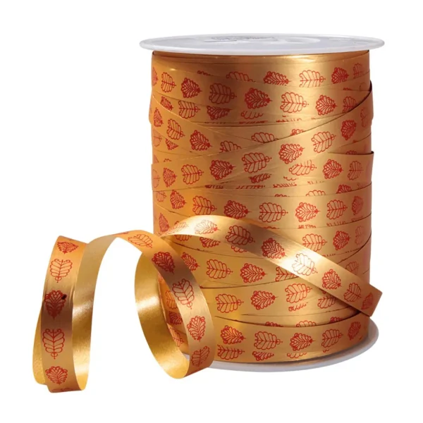 Geschenkband^DecoWoerner Polyband "Blattornament", 10 Mm, gold