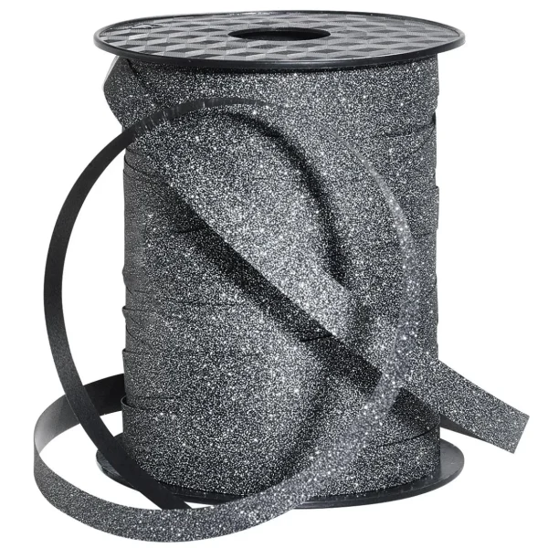 Geschenkband^DecoWoerner Poly-Geschenkband "Glimmer", , 10 Mm, 100 M schwarz