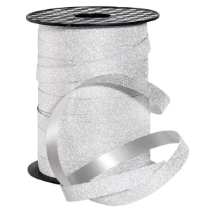 Geschenkband^DecoWoerner Poly-Geschenkband "Glimmer", , 10 Mm, 100 M weiß