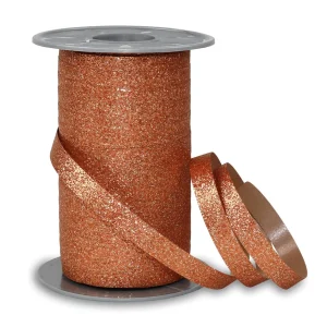 Geschenkband^DecoWoerner Poly-Geschenkband Glimmer, Orange, 10 Mm, 100 M