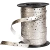 Geschenkband^DecoWoerner Poly-Ringelband "Sterne" 10 Mm, 100 M, silber