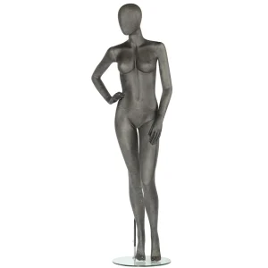 Schaufensterpuppen^DecoWoerner Premium Damen Schaufensterpuppe, Rechter Arm Angewinkelt, Anthrazit Grau