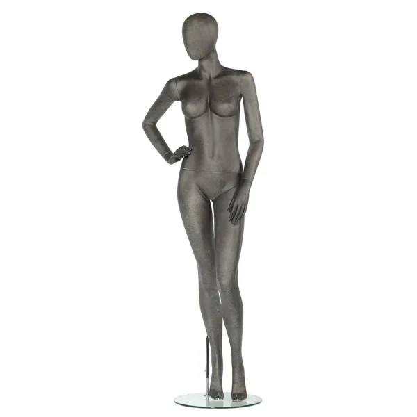 Schaufensterpuppen^DecoWoerner Premium Damen Schaufensterpuppe, Rechter Arm Angewinkelt, Anthrazit Grau