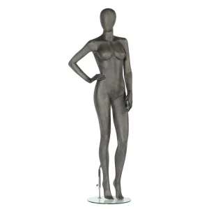 Schaufensterpuppen^DecoWoerner Premium Damen Schaufensterpuppe, Rechter Arm Angewinkelt, Anthrazit Grau