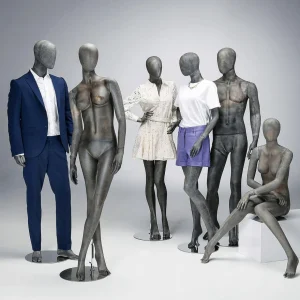 Schaufensterpuppen^DecoWoerner Premium Damen-Schaufensterpuppe, Beine überkreuz, Anthrazit Grau