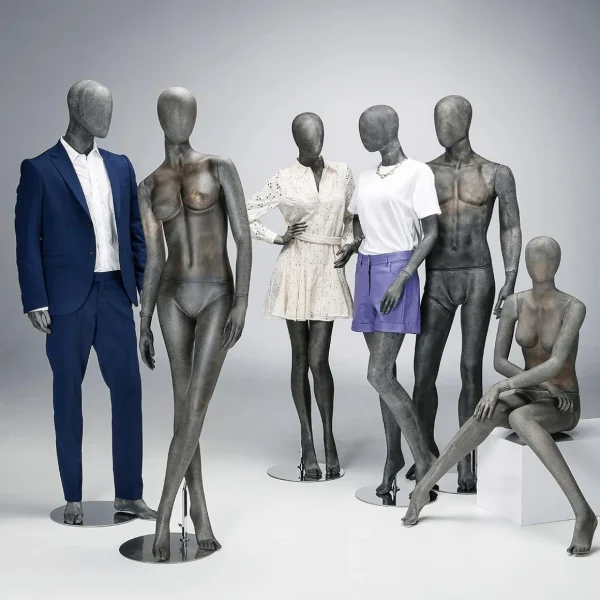Schaufensterpuppen^DecoWoerner Premium Damen-Schaufensterpuppe, Beine überkreuz, Anthrazit Grau