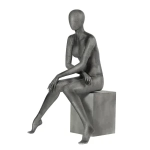 Schaufensterpuppen^DecoWoerner Premium Schaufensterpuppe Dame, Sitzend, Anthrazit Grau
