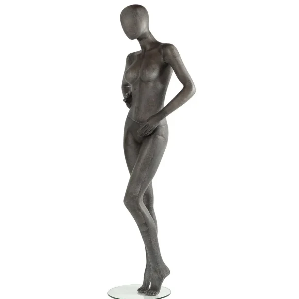 Schaufensterpuppen^DecoWoerner Premium Schaufensterpuppe Dame, Linkes Bein Und Rechter Arm Angewinkelt Grau