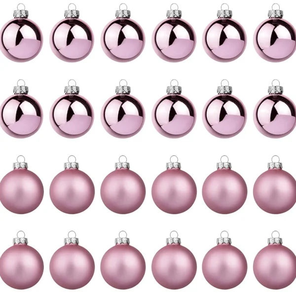 Weihnachtskugeln^DecoWoerner Puder Weihnachtskugeln Aus Glas 6 Cm Ø – 24 Stück rosa