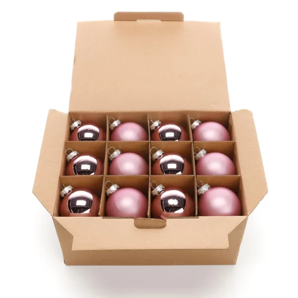 Weihnachtskugeln^DecoWoerner Puder Weihnachtskugeln Aus Glas 6 Cm Ø – 24 Stück rosa