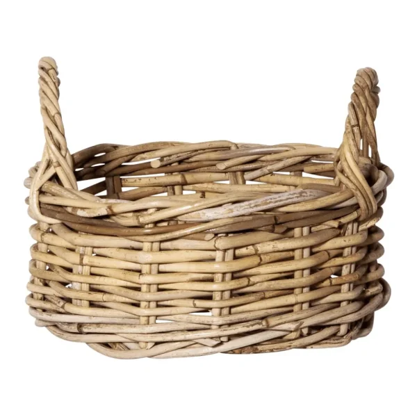 Warenpräsentation | Naturdeko^DecoWoerner Rattan-Korb Rund Mit Henkel 23 Cm Ø braun