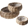 Pflanzengefäße & Dekorationshilfen^DecoWoerner Rattan-Pflanzkorb-Set Rund, 3-teilig, Ø25cm X 12cm, Ø36cm X 14cm, Ø45cm X 22cm braun