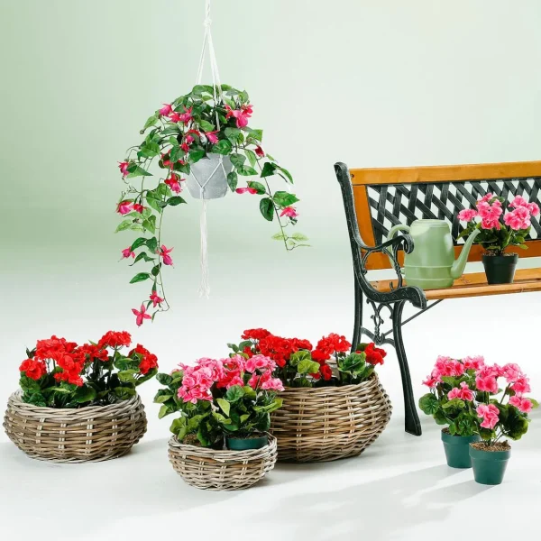 Pflanzengefäße & Dekorationshilfen^DecoWoerner Rattan-Pflanzkorb-Set Rund, 3-teilig, Ø25cm X 12cm, Ø36cm X 14cm, Ø45cm X 22cm braun