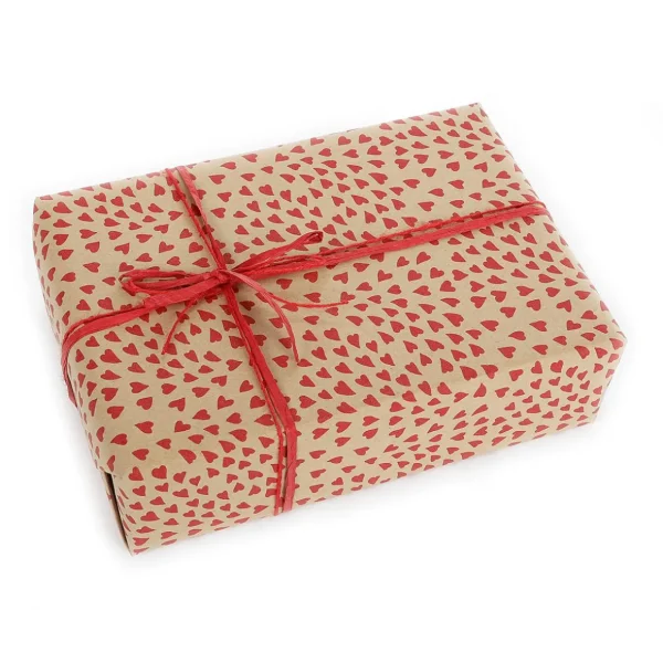 Geschenkpapier | Go Green - Nachhaltige Geschenkverpackung^DecoWoerner Recyceltes Kraftpapier Mit en Herzen – 50 M Geschenkpapier-Rolle rot