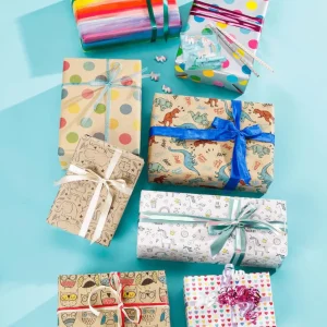 Geschenkpapier | Go Green - Nachhaltige Geschenkverpackung^DecoWoerner Recyceltes Kraftpapier Mit Bunten Punkten – 50 M Geschenkpapier-Rolle mehrfarbig