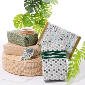 Geschenkpapier | Go Green - Nachhaltige Geschenkverpackung^DecoWoerner Recyceltes Kraftpapier Mit Weißen, Geometrischen Mustern – 50 M Geschenkpapier-Rolle braun
