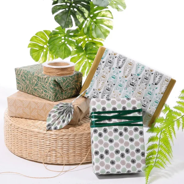 Geschenkpapier | Go Green - Nachhaltige Geschenkverpackung^DecoWoerner Recyceltes Kraftpapier Mit Weißen, Geometrischen Mustern – 50 M Geschenkpapier-Rolle braun