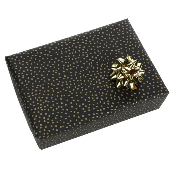 Geschenkpapier | Go Green - Nachhaltige Geschenkverpackung^DecoWoerner Recyceltes Kraftpapier Mit Goldenen Punkten, 50 Cm, 50 M schwarz