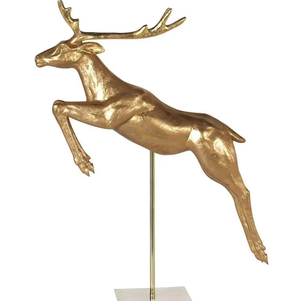 Xxl Weihnachtsdeko^DecoWoerner Rentier 165 Cm, Springend gold