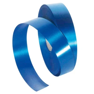 Geschenkband^DecoWoerner Ringelband, 31 Mm, 100 M, blau