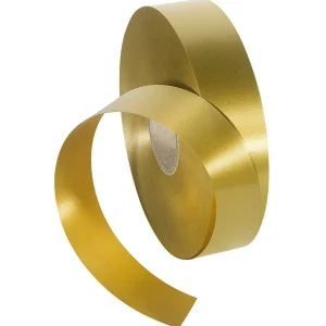 Geschenkband^DecoWoerner Ringelband, 31 Mm, 100 M, gold