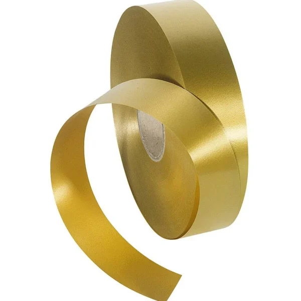 Geschenkband^DecoWoerner Ringelband, 31 Mm, 100 M, gold